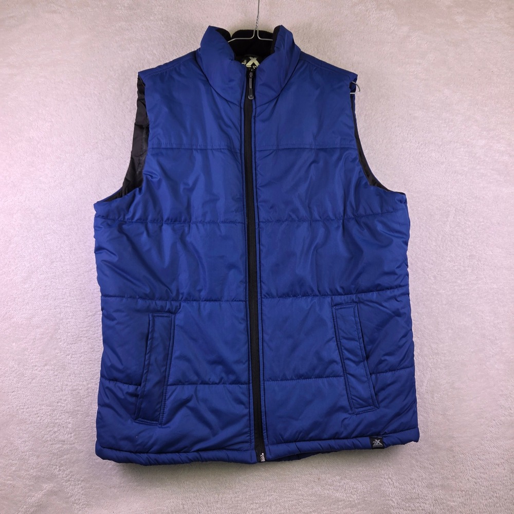 ZeroXposur Mens Blue Quilted Puffer Vest Full Zip Sleeveless Jacket Size L